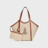Bolso Cabas grande de tejido con bordado de anclas y piel de becerro Bolso Cabas grande de tejido con bordado de anclas y piel de becerro