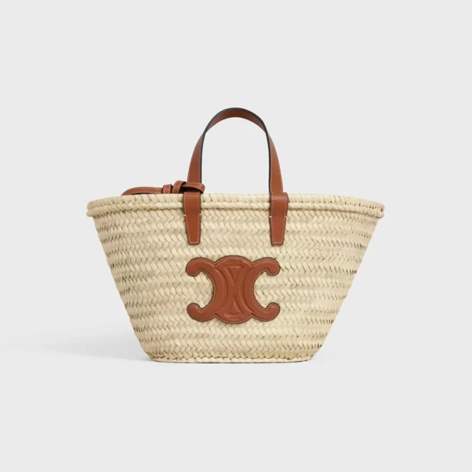 Bolso Celine Classic Panier para Teen en hojas de palma y piel de becerro