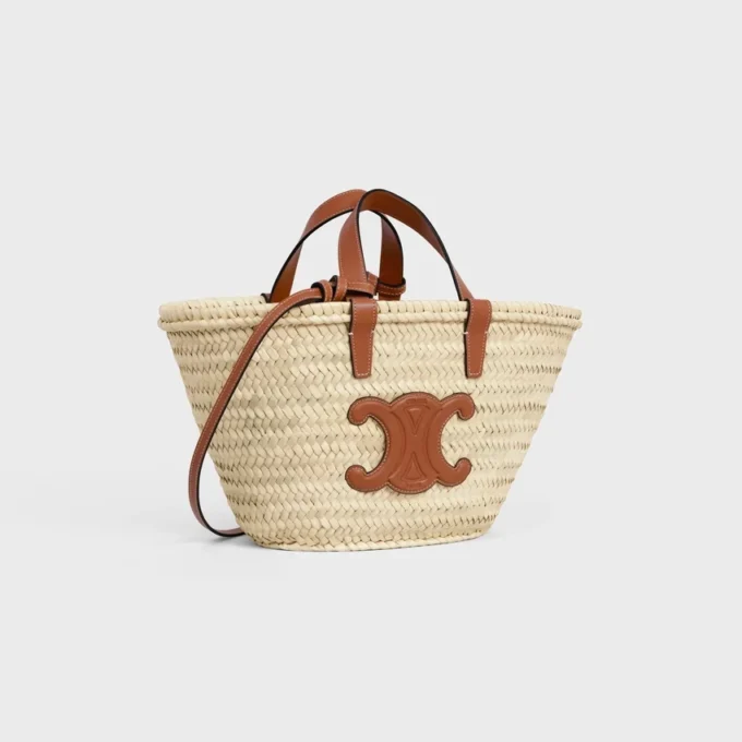 Bolso Celine Classic Panier para Teen en hojas de palma y piel de becerro