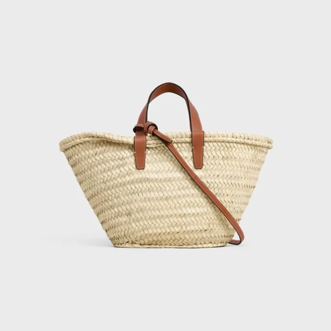 Bolso Celine Classic Panier para Teen en hojas de palma y piel de becerro