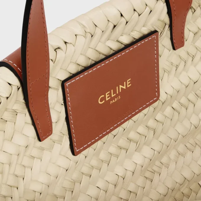 Bolso Celine Classic Panier para Teen en hojas de palma y piel de becerro