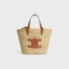 Bolso CELINE Classic Panier para Teen en rafia y piel de becerro
