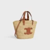 Bolso CELINE Classic Panier para Teen en rafia y piel de becerro