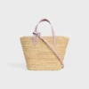 Bolso CELINE Classic Panier para Teen en rafia y piel de becerro