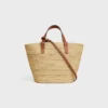 Bolso CELINE Classic Panier para Teen en rafia y piel de becerro