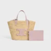 Bolso CELINE Classic Panier para Teen en rafia y piel de becerro