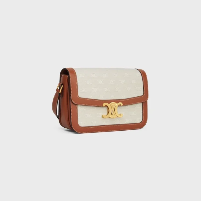 Bolso Classique Triomphe en tejido con estampado Triomphe integral y piel de becerro Bolso Classique Triomphe en tejido con estampado Triomphe integral y piel de becerro