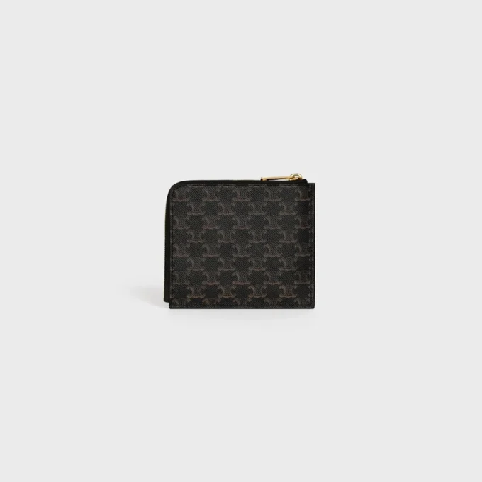 Bolso con cremallera y tarjetero en Triomphe Canvas y piel de cordero