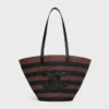 Bolso Couffin CELINE Classic Panier en rafia a rayas y piel de becerro Bolso Couffin CELINE Classic Panier en rafia a rayas y piel de becerro