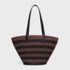 Bolso Couffin CELINE Classic Panier en rafia a rayas y piel de becerro Bolso Couffin CELINE Classic Panier en rafia a rayas y piel de becerro