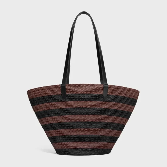 Bolso Couffin CELINE Classic Panier en rafia a rayas y piel de becerro Bolso Couffin CELINE Classic Panier en rafia a rayas y piel de becerro