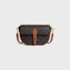 Bolso de hombro Folco en Triomphe Canvas y piel de becerro