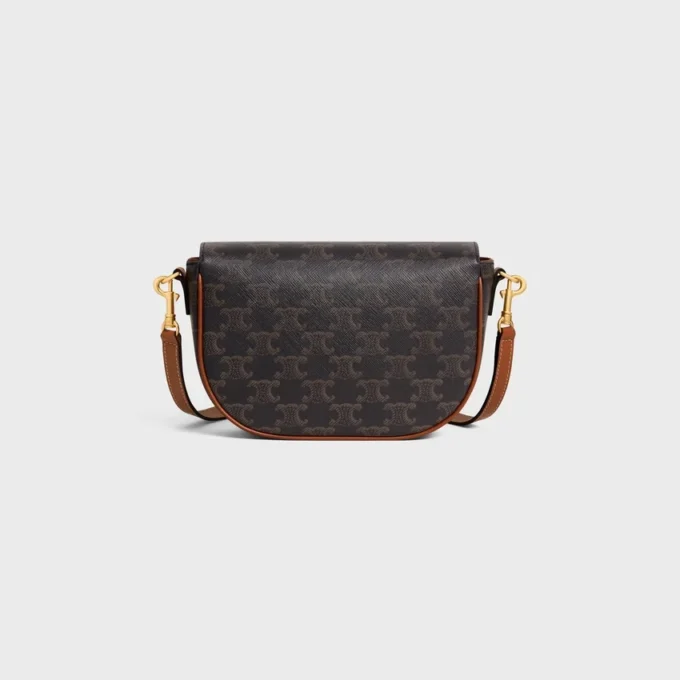 Bolso de hombro Folco en Triomphe Canvas y piel de becerro