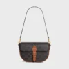 Bolso de hombro Folco en Triomphe Canvas y piel de becerro
