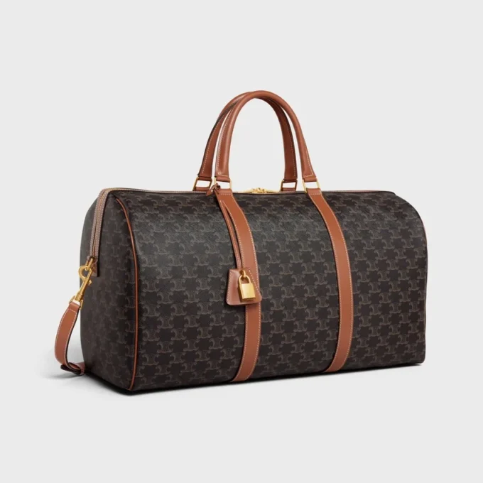Bolso de viaje grande en Triomphe Canvas y piel de becerro