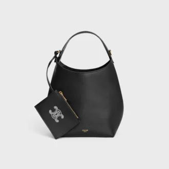 Bolso Hobo pequeño en piel de becerro lisa y flexible