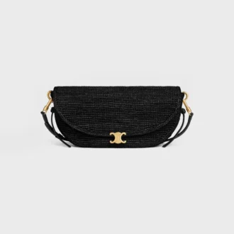 Bolso Little Halfmoon Soft Triomphe en rafia y piel de cordero