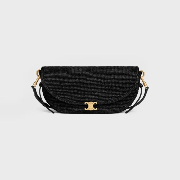 Bolso Little Halfmoon Soft Triomphe en rafia y piel de cordero Bolso Little Halfmoon Soft Triomphe en rafia y piel de cordero