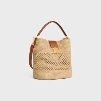 Bolso Louise mediano de rafia y piel de becerro
