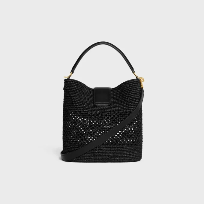 Bolso Louise mediano de rafia y piel de becerro Bolso Louise mediano de rafia y piel de becerro
