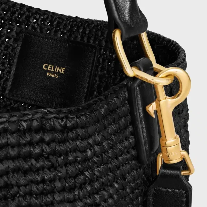 Bolso Louise mediano de rafia y piel de becerro Bolso Louise mediano de rafia y piel de becerro