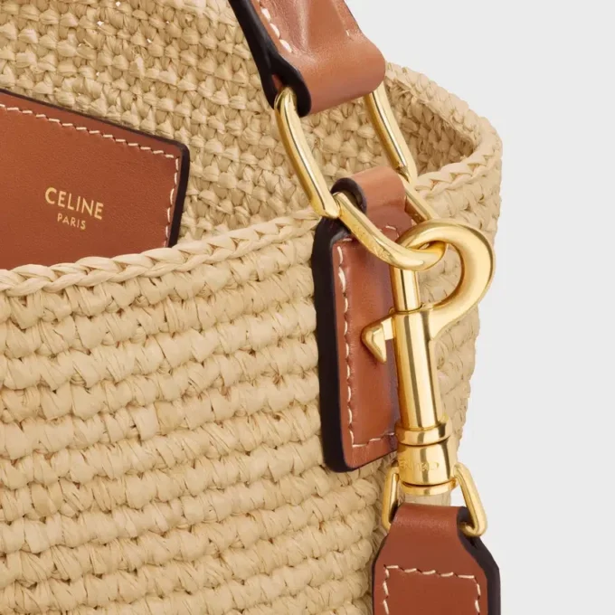 Bolso Louise mediano de rafia y piel de becerro Bolso Louise mediano de rafia y piel de becerro