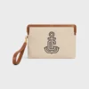 Bolso pequeño con correa de tejido con bordado de anclas y piel de becerro Bolso pequeño con correa de tejido con bordado de anclas y piel de becerro