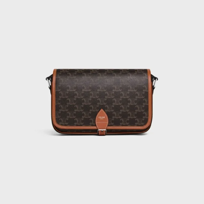 Bolso pequeño Folco Messenger en Triomphe Canvas y piel de becerro Bolso pequeño Folco Messenger en Triomphe Canvas y piel de becerro