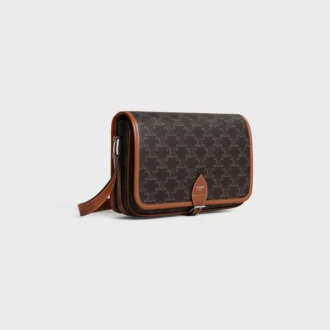 Bolso pequeño Folco Messenger en Triomphe Canvas y piel de becerro