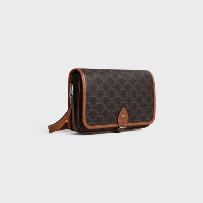 Bolso pequeño Folco Messenger en Triomphe Canvas y piel de becerro Bolso pequeño Folco Messenger en Triomphe Canvas y piel de becerro