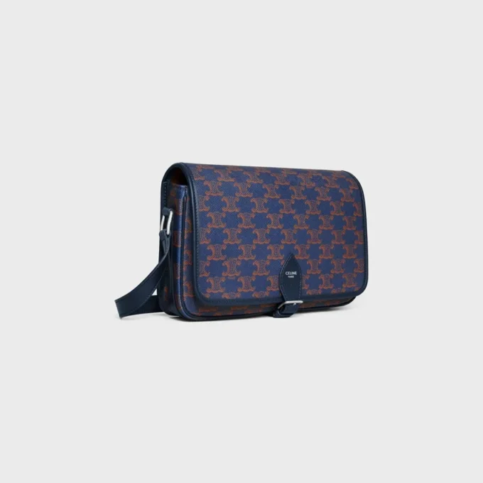 Bolso pequeño Folco Messenger en Triomphe Canvas y piel de becerro Bolso pequeño Folco Messenger en Triomphe Canvas y piel de becerro