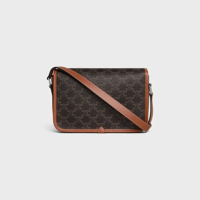 Bolso pequeño Folco Messenger en Triomphe Canvas y piel de becerro Bolso pequeño Folco Messenger en Triomphe Canvas y piel de becerro