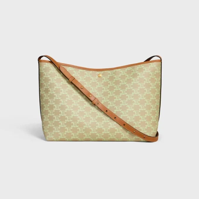 Bolso shopper blando en Triomphe Canvas y piel de becerro