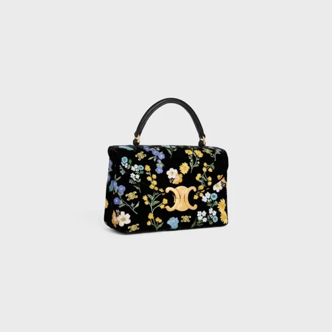 Bolso Teen Nino de terciopelo con bordado floral Bolso Teen Nino de terciopelo con bordado floral