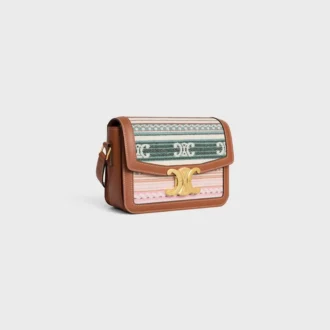 Bolso Teen Triomphe en tejido a rayas y piel de becerro