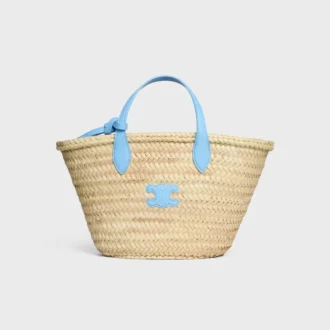 Bolso Teen Triomphe Panier en hojas de palma y piel de becerro