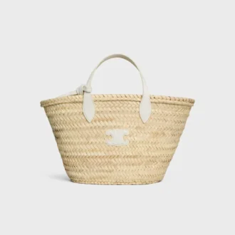 Bolso Teen Triomphe Panier en hojas de palma y piel de becerro