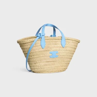 Bolso Teen Triomphe Panier en hojas de palma y piel de becerro