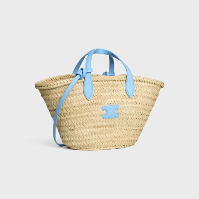 Bolso Teen Triomphe Panier en hojas de palma y piel de becerro