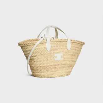 Bolso Teen Triomphe Panier en hojas de palma y piel de becerro