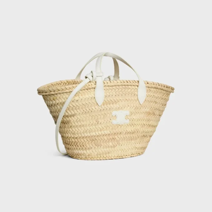 Bolso Teen Triomphe Panier en hojas de palma y piel de becerro