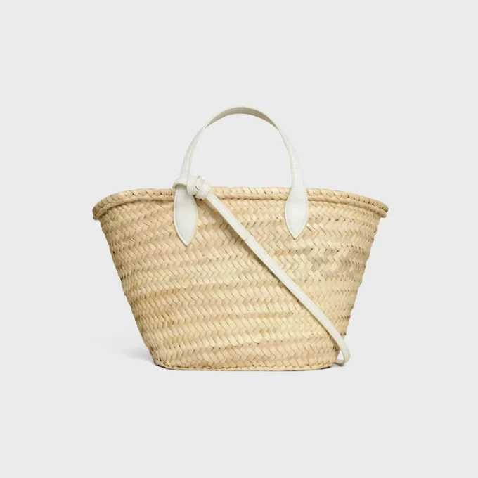 Bolso Teen Triomphe Panier en hojas de palma y piel de becerro