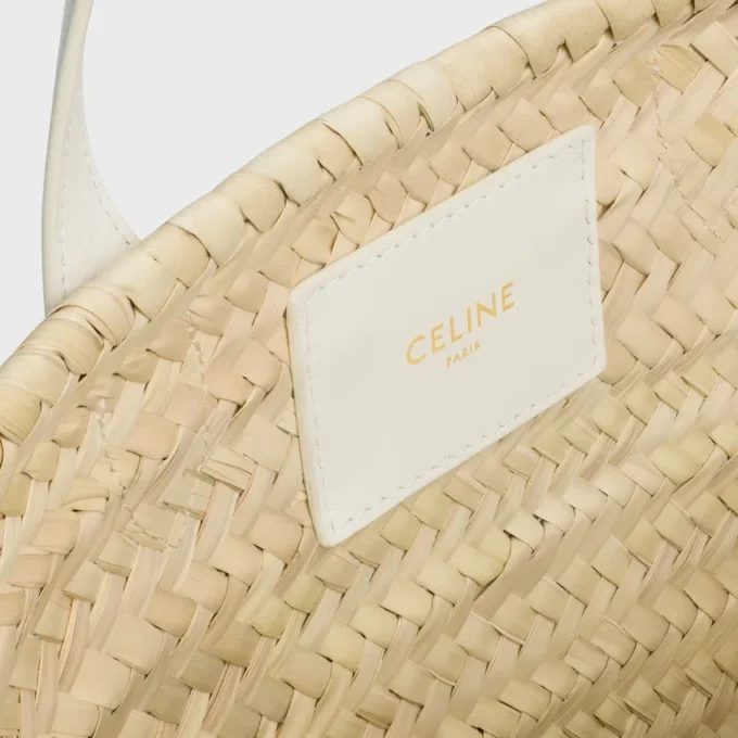 Bolso Teen Triomphe Panier en hojas de palma y piel de becerro