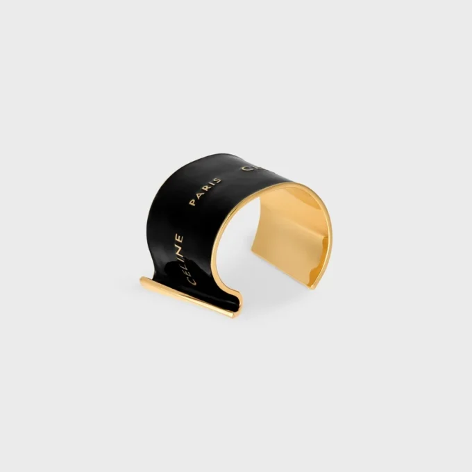 Brazalete ancho CELINE Ribbon en esmalte y latón con acabado dorado