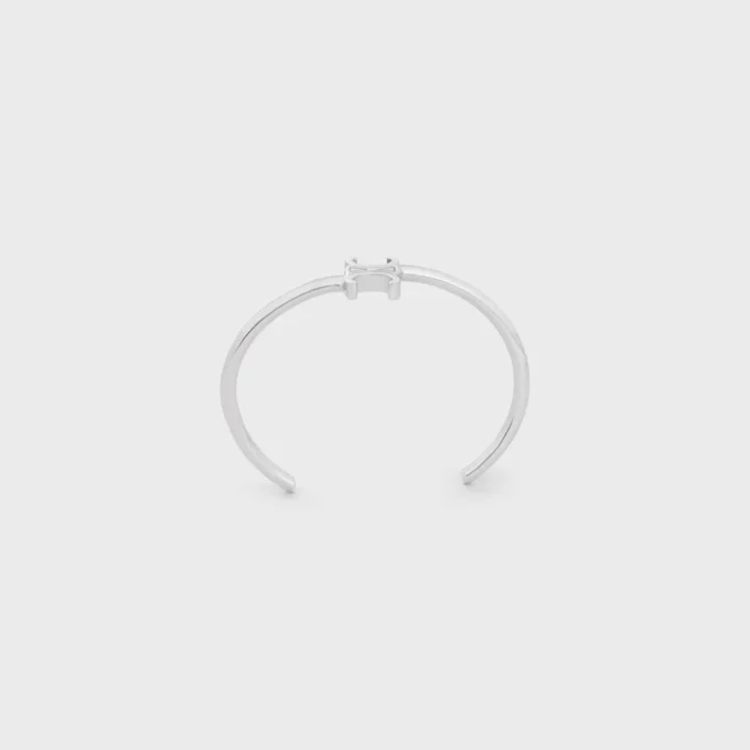 Brazalete asimétrico Triomphe en latón con acabado en rodio Brazalete asimétrico Triomphe en latón con acabado en rodio