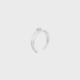 Brazalete doble con nudo en latón con acabado de rodio