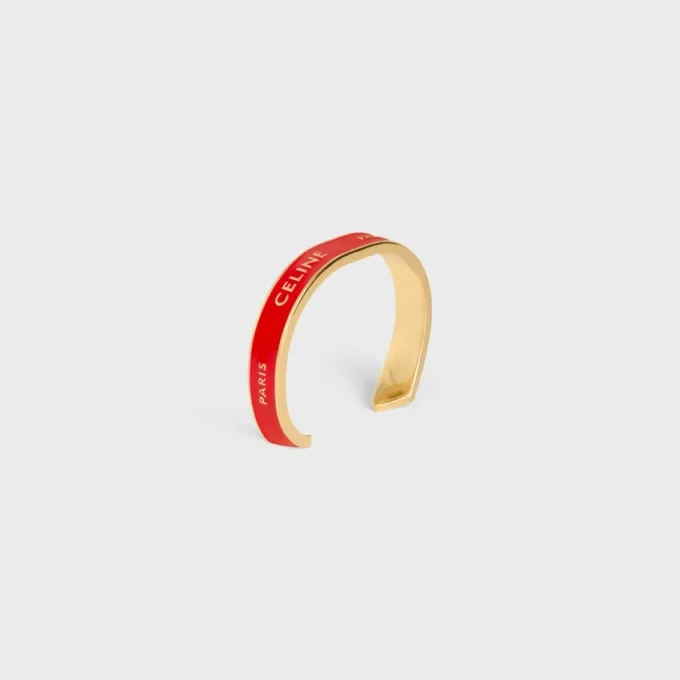 Brazalete pequeño CELINE Ribbon en esmalte y latón con acabado dorado