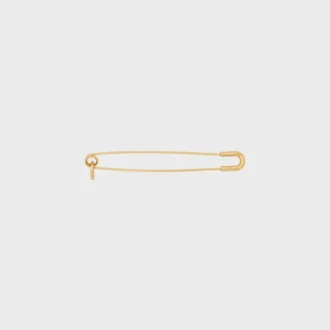 Broche tipo alfiler de seguridad con charms, de latón con acabado dorado