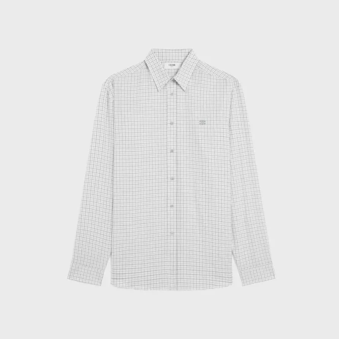 Camisa holgada de sarga de algodón a cuadros