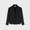 Camisa Lavalliere en sarga de seda Camisa Lavalliere en sarga de seda
